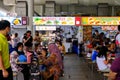 Singapore Oct2020 People dining at Yishun Park hawker centre food court during covid coronavirus outbreak; selective focus. Diners Royalty Free Stock Photo