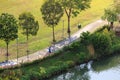 Singapore-12 OCT 2019: people running on punggol waterway park connector river front