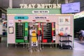 Singapore Oct2020 Tray return sorting station, halal and non-halal, at Yishun Park hawker centre. Diners at coffee shops, food Royalty Free Stock Photo