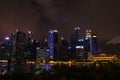 Singapore - 13 October 2018. Business district of skyscrapers at night time