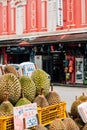 Chinatown street fruit market durian in Singapore