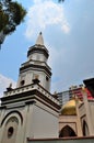 Crooked leaning minaret of Hajjah Fatimah Mosque Kampong Glam district Singapore