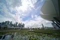 View of the Singapore central business district skyline and the Esplanade Theatre Royalty Free Stock Photo