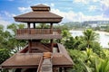 Wooden tower and viewing point on Sentosa Island, Singapore Royalty Free Stock Photo