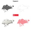 Singapore outline map set