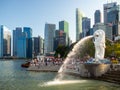 Singapore panorama aerial view, downtown waterfront harbor