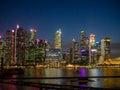 Singapore panorama aerial view, downtown waterfront harbor