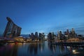 Singapore skyline and Marina Bay at night