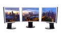 Singapore panorama my photo on computer monitors Royalty Free Stock Photo