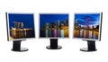 Singapore panorama my photo on computer monitors Royalty Free Stock Photo