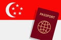 Singapore Passport. Singaporean Flag Background. Vector illustration