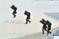 Singapore Police Force Special Tactics & Rescue (STAR) unit demonstrating during National Day Parade (NDP) Rehearsal 2013 Royalty Free Stock Photo