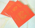 Singapore red Passports Royalty Free Stock Photo