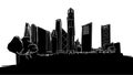 Singapore Republic Plaza Panorama Silhouette Drawing