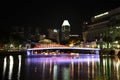 Singapore River and Clarke Quay at night Royalty Free Stock Photo