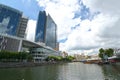 The Singapore River, once a bustling trading waterway, now plays a role accommodated for tourism & aesthetics