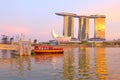 Singapore : River taxi in the evening travel destination