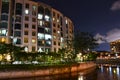 Singapore Riverside Apartments at Night Royalty Free Stock Photo