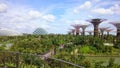 Singapore. September 2018. Aerial view of the botanical garden and bridge, Gardens by the Bay near marina bay sands
