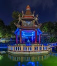 Buddhist pagoda at Haw Par Villa Gardens, Tiger Balm Brothers park in Singapore