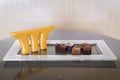 Complementary chocolates served in the luxury Marina Bay Sands hotel, Singapore