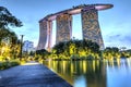 Singapore, September 29: Incredible evening view of Marina Bay Sands Royalty Free Stock Photo