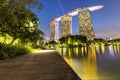 Singapore, September 29: Incredible evening view of Marina Bay Sands Royalty Free Stock Photo