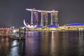 Singapore, September 29: Night view on business district in Singapore. Singapore skyline in the evening. View on night Marina Bay Royalty Free Stock Photo
