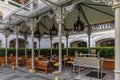 Raffles Courtyard bar at the iconic Raffles Hotel, a luxury hotel in Singapore