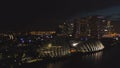 Singapore - 25 September 2018: Singapore skyscraper building at Marina Bay Sands at night with beautiful lights of big Royalty Free Stock Photo