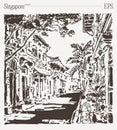 Singapore Shophouse Architecture Heritage Sketch Royalty Free Stock Photo