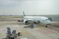 Singapore, Singapore - August 16, 2018 : Cathay Pacific Airbus 350-900 ready for boarding in Singapore airport Royalty Free Stock Photo