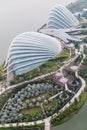 Singapore, Singapore - circa September 2015: Flower Dome, Cloud Forest and Supertree Grove, Gardens by Bay Royalty Free Stock Photo