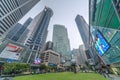 SINGAPORE, SINGAPORE - CIRCA SEPTEMBER 2015: Skyscraper towers at Raffles Place in Singapore Financial Centre