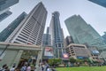 SINGAPORE, SINGAPORE - CIRCA SEPTEMBER 2015: Skyscraper towers at Raffles Place in Singapore Financial Centre