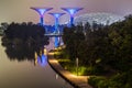 Singapore, Singapore - circa September 2015: Supertree Grove and Flower Dome in Gardens by the Bay Royalty Free Stock Photo