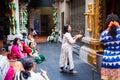 SINGAPORE, SINGAPORE - MARCH 2019: Hindu woman practicing her religion in a templein Singapore. Singapore is an example of