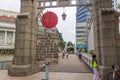 SINGAPORE, SINGAPORE - MARCH 11, 2018: View of Cavenagh bridge in Singapo