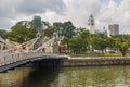 SINGAPORE, SINGAPORE - MARCH 11, 2018: View of Cavenagh bridge in Singapo
