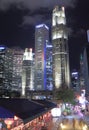 Singapore skyline and Boat Quay by night