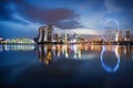 Singapore skyline business district, Marina Bay Sand and the Ga Royalty Free Stock Photo