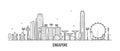 Singapore skyline city buildings vector inear art