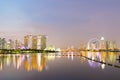 Singapore Skyline cityscape view twilight sky and beautiful night view for marina bay Royalty Free Stock Photo