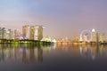 Singapore Skyline cityscape view twilight sky and beautiful night view for marina bay Royalty Free Stock Photo