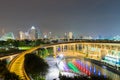 Singapore Skyline cityscape view twilight sky and beautiful night view for marina bay Royalty Free Stock Photo