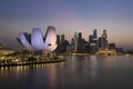 Singapore skyline at the Marina Bay during blue hour Royalty Free Stock Photo