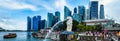 Singapore skyline at the Merlion fountain Royalty Free Stock Photo