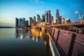 Singapore central business district skyline at blue hour Royalty Free Stock Photo
