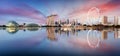 Singapore skyline panorama at sunrise - Marina bay with skyscrapers Royalty Free Stock Photo