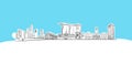 Singapore Skyline Panorama Vector Sketch